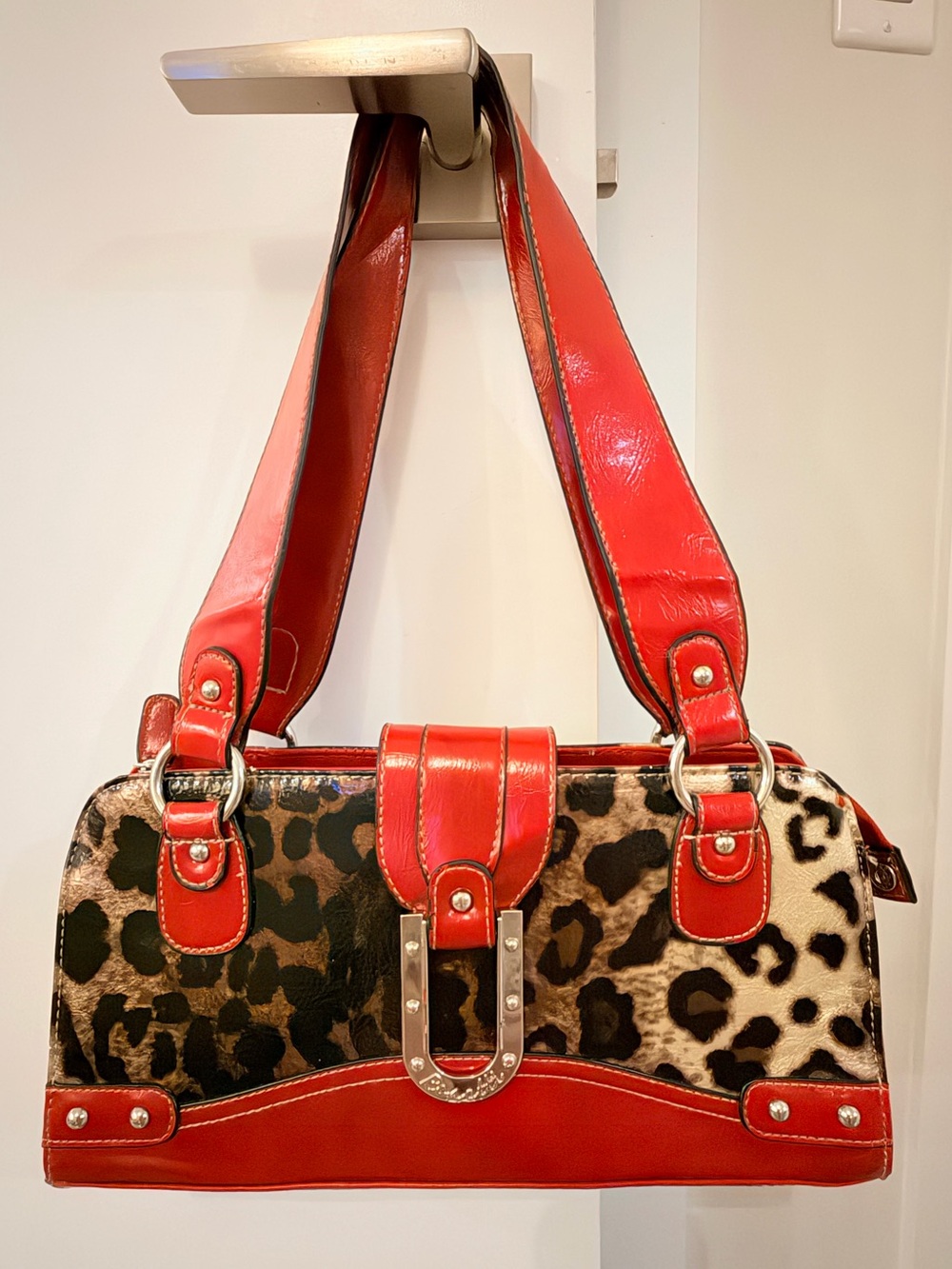 🍒 Vintage Y2K Leopard Print Shoulder Bag Vegan Leather McBling Mob Wife Purse